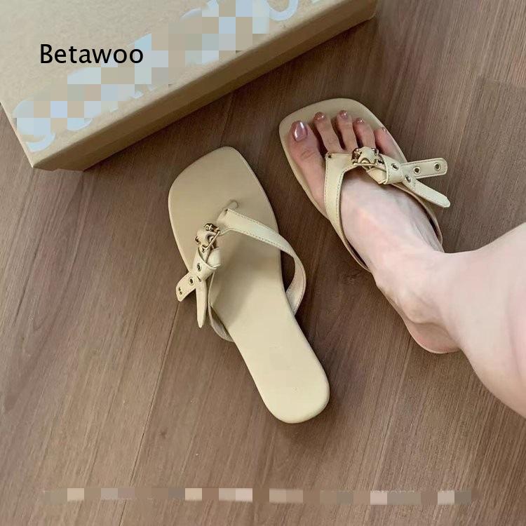 Thong Flat Sandal - 2026 Kadın Fransız Tarzı Fiyonklu Düz