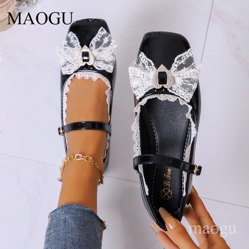 Shoes For Women Flats - Kare Ayak Mary Jane Flats Kadın