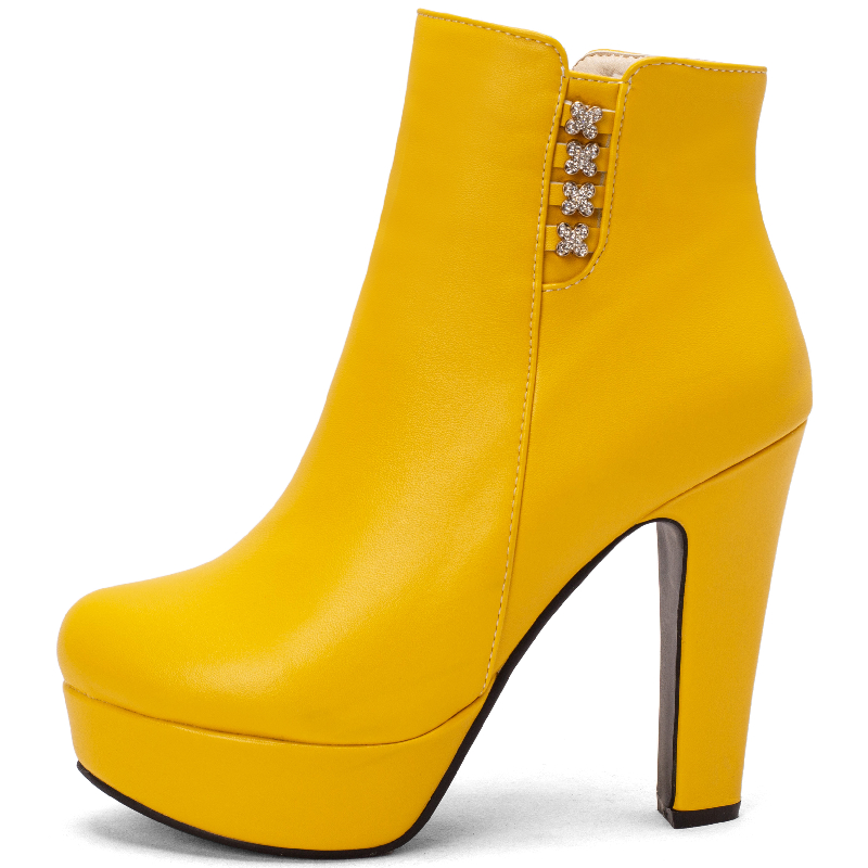 Women'S Shoes Yellow - Büyük Boy 50 Lüks Kısa Çizme
