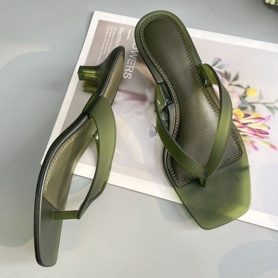 Thong Flat Sandal - Kore Malı Sessiz Tonlu Zeytin Yeşili