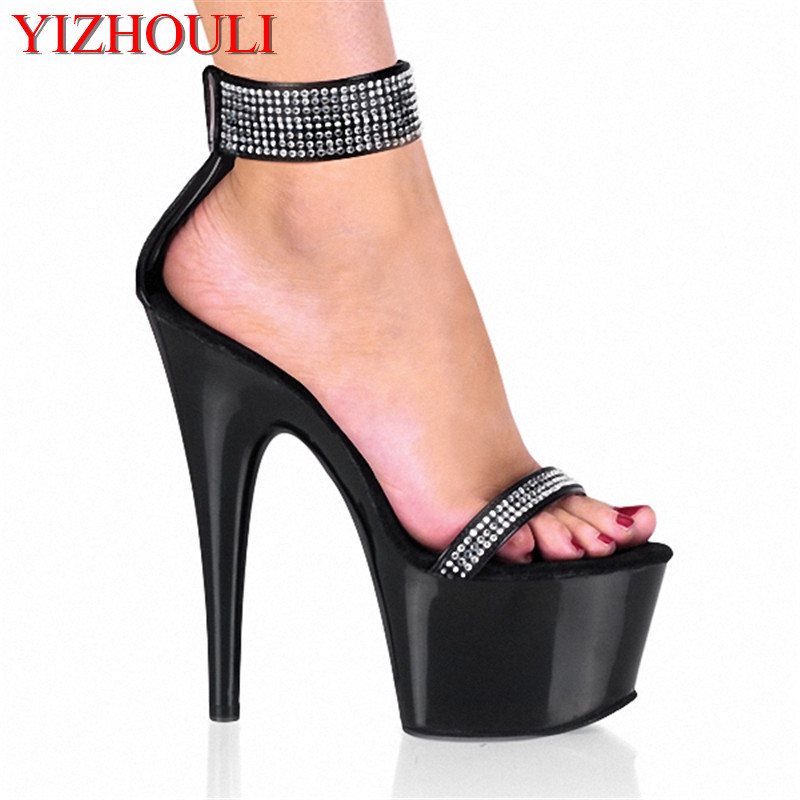 Metallic Heel Sandal - Modelleri seksi 15 cm yüksek topuklu