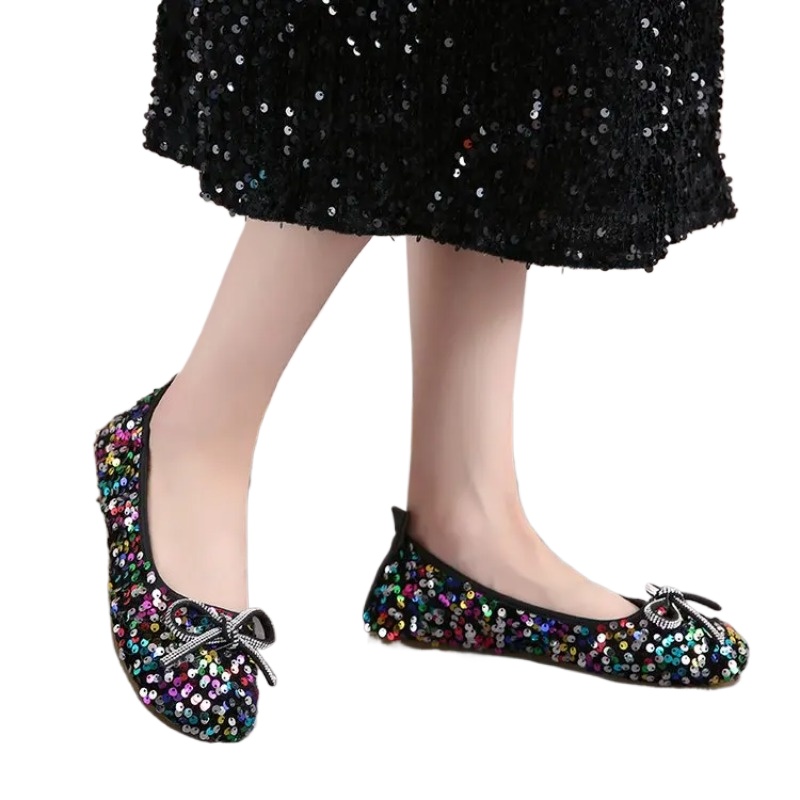 Women Shoes Japanese Brand - Bahar Yeni Yuvarlak Burunlu Fiyonklu Kadın