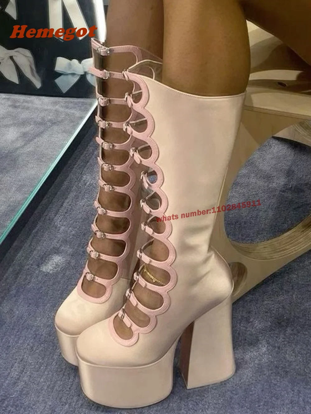 Pembe Kalın Tabanlı Oyuklu Bot - Women Shoes Boots incelemesi ve fiyatı